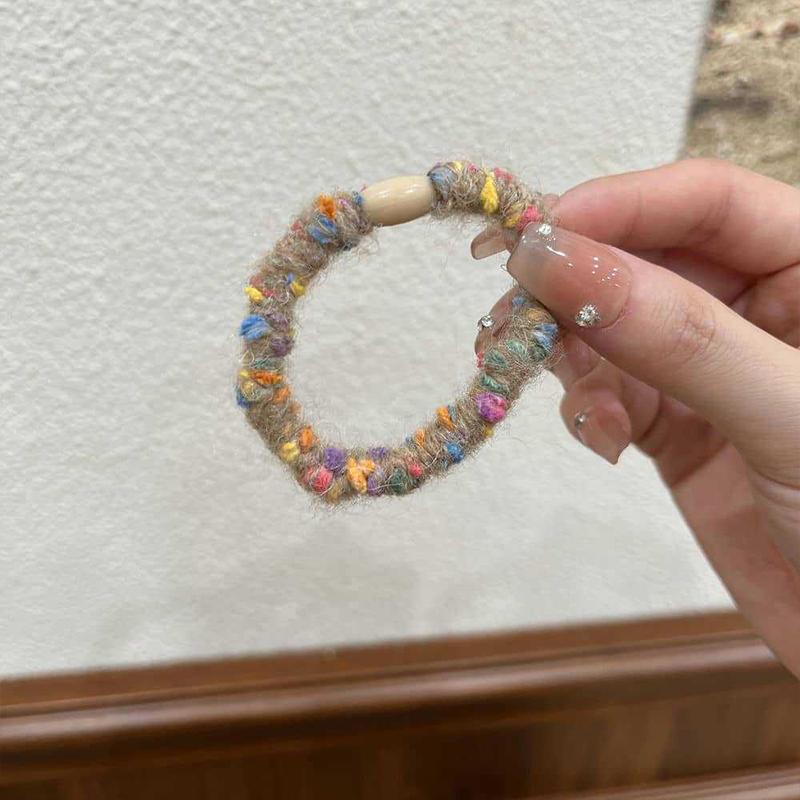 6Pcs Fashion Korean Style Colorful Yarn Hair Rope High Elasticity Rubber Band Sweet Headpiece Headband