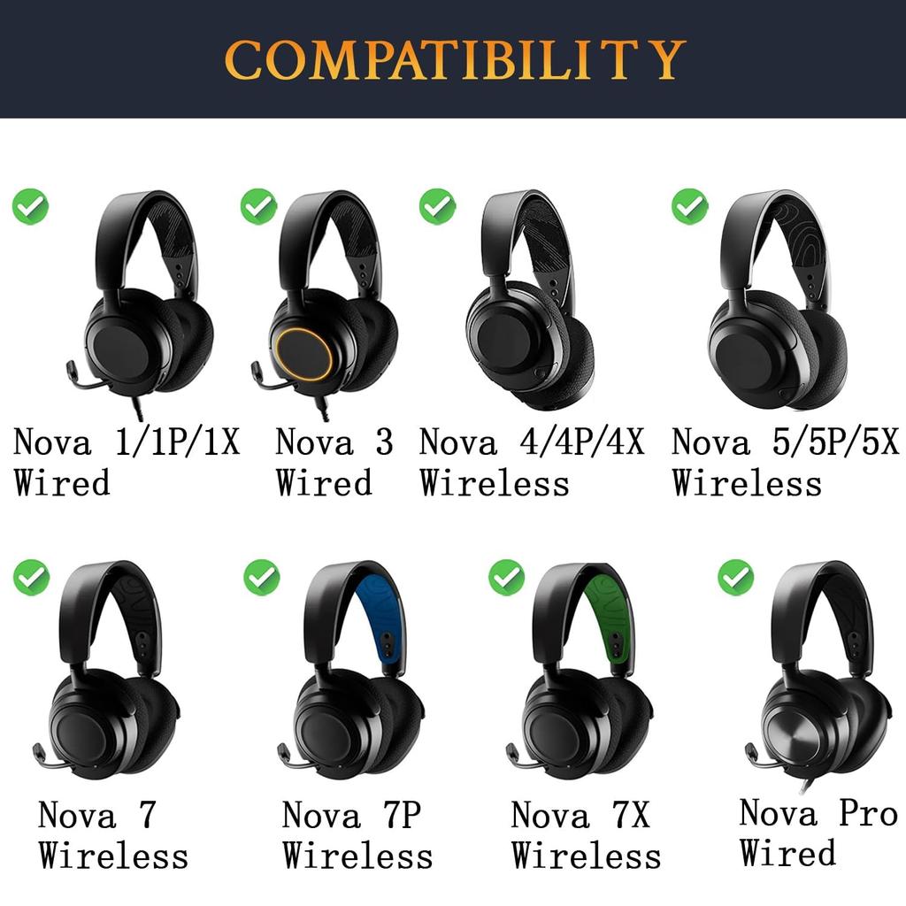 SOULWIT Kühlgel-Ohrpolster für Steelseries Arctis Nova Pro Nova Kopfhörer Ersatzpolster für Steel Series Headset Kissen Schaumstoff mit hoher Dichte