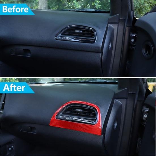 Co-pilot Air Vent Outlet Cover Trim Decal for Dodge Challenger 2015+ Red Carbon