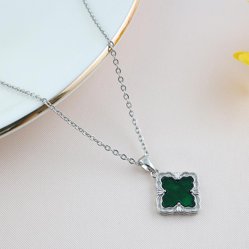 

Высококачественное ожерелье с четырьмя листочками клевера, простая цепочка на ключицу с сотней темпераментов, роскошное квадратное женское ожерелье, ювелирные изделия зелёный