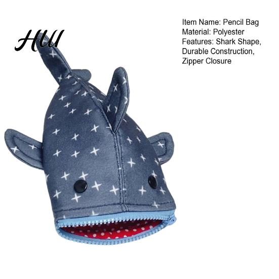 Durable Shark-shaped Pencil Pouch Bag Shark Shape Smooth Zipper Closure Pen Colorful Animal Case Holder Large Capacity Thickened Funny Stationery