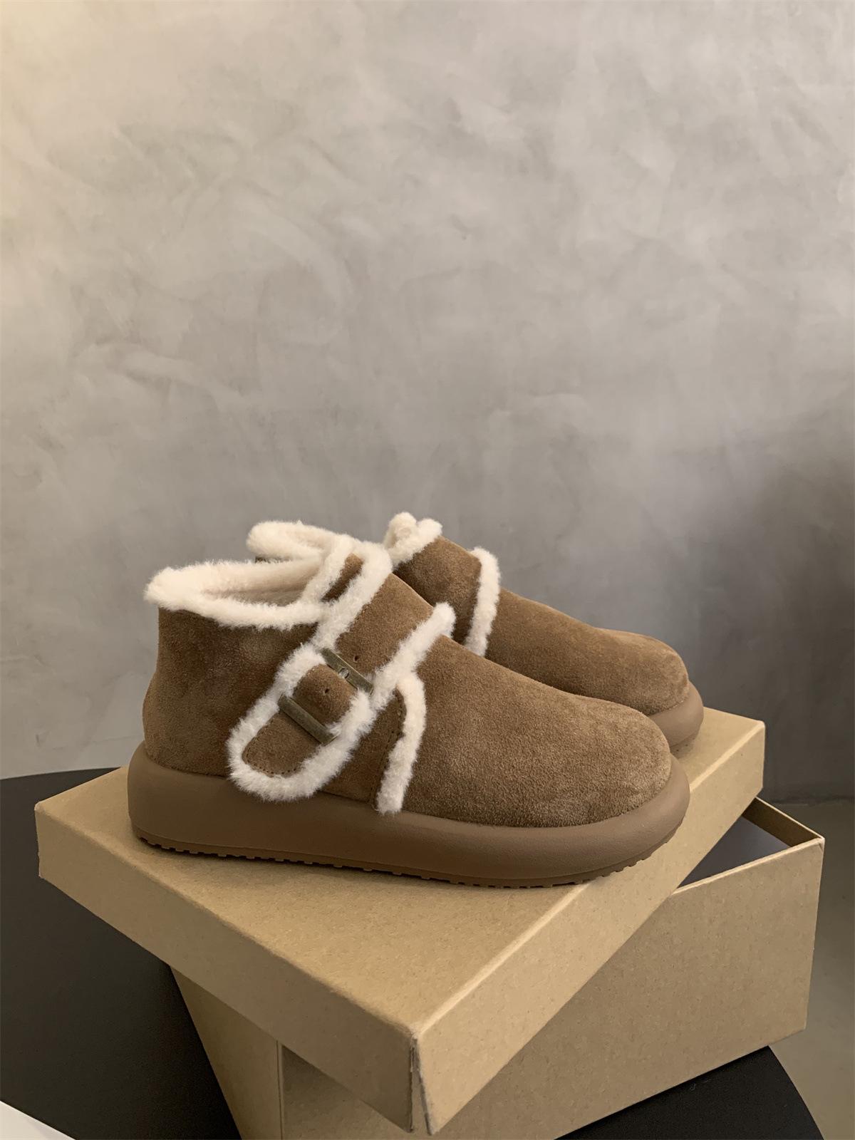 

Frosted leather thick-soled brown velvet shoes autumn and winter snow shoes snow boots cotton shoes women s shoes wear fluffy shoes 40