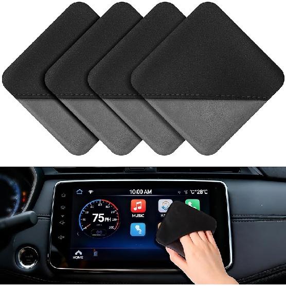 4 Pcs Car Screen Cleaner Car Touch Microfiber Screen Cleaner Cloth Cleaning Wipes Interior Pad for Vehicle Dashboard LCD Accessories 4.13×4.13