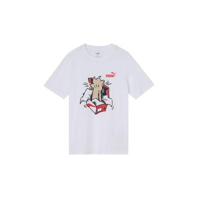 American Retro Cartoon Print Crew Neck Running Short Sleeve T-Shirt Men Tops White 676699-02