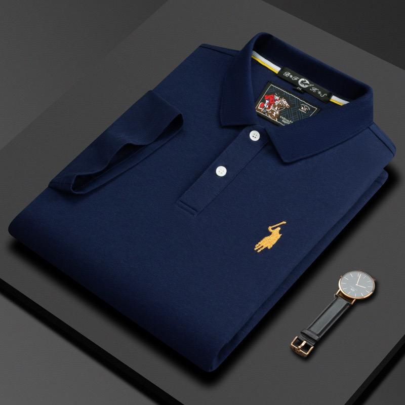 TrendHub Kortermet Poloskjorte Herre Mote Utsøkt Pony-broderi Komfort Business Casual T-skjorte