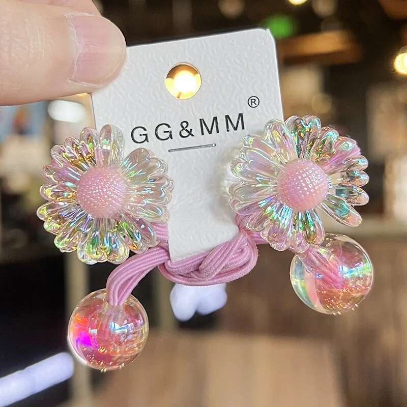 2 Pieces Little Daisy Cute Princess Headwear Elastic Hair Bands for Kids Girls Hair Accessories Children Hair Ropes