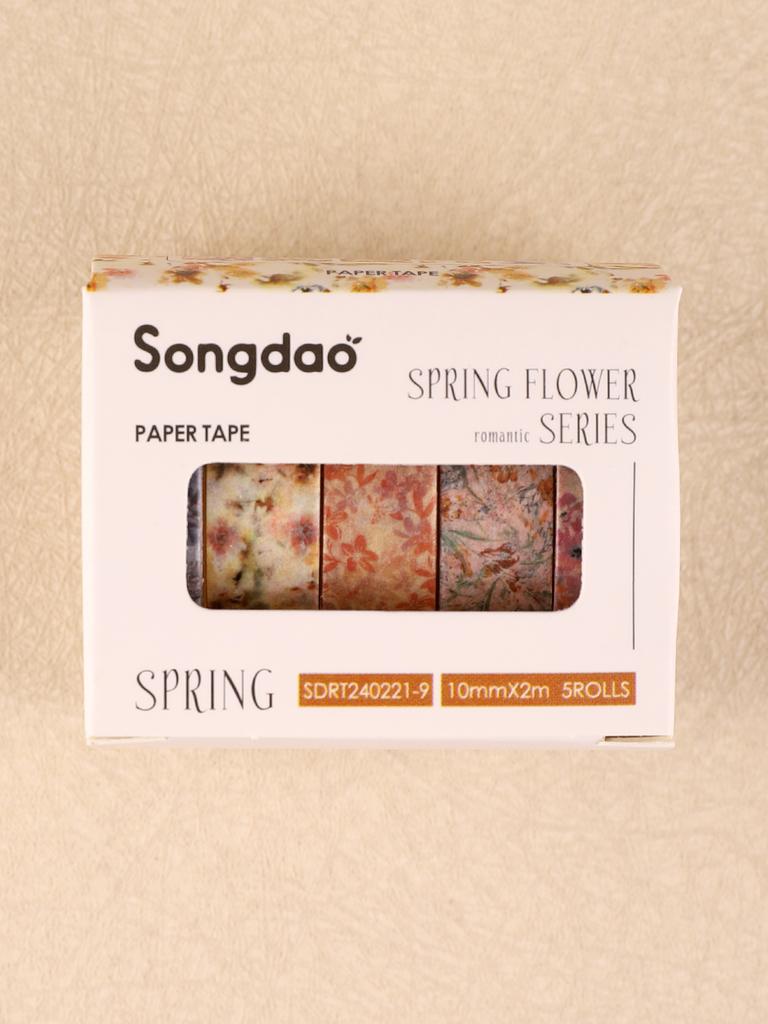 5rolls/Box Colored Floral Washi Tape Scrapbooking Supplies Washitape Spring Washi Tape Scrapbooking Diy Deco Creative Washi Tape