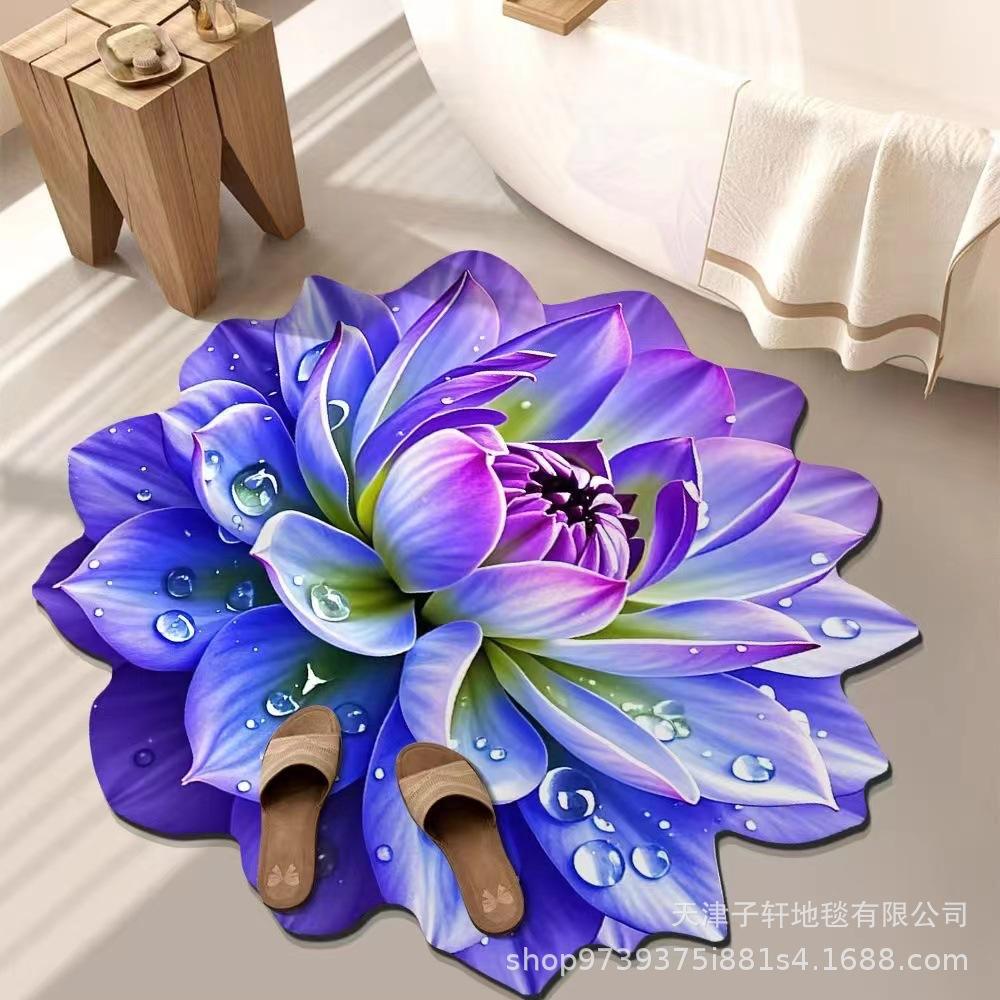 

3D Цветок Ковер для Гостиной Противоскользящий Впитывающий Коврик Домашний Коврик для Ванной Комнаты Кухни Прихожей 80X80 CM