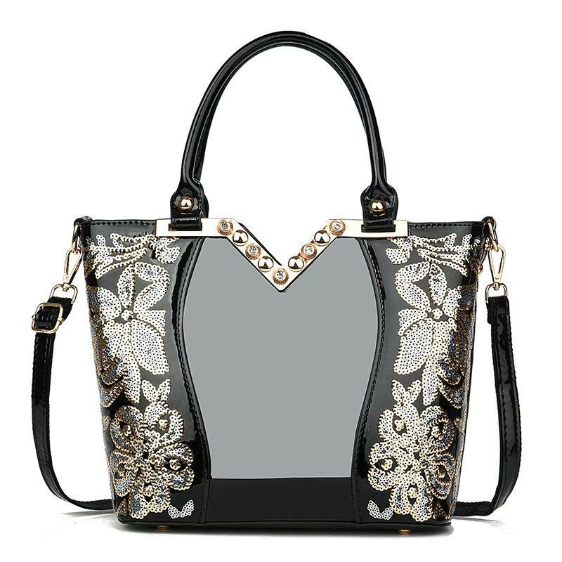 

2026 New Patent Leather Shiny Leather High Leather Embroidery Single Shoulder Handbag Crossbody Fashionable Versatile Classic Women s Bag