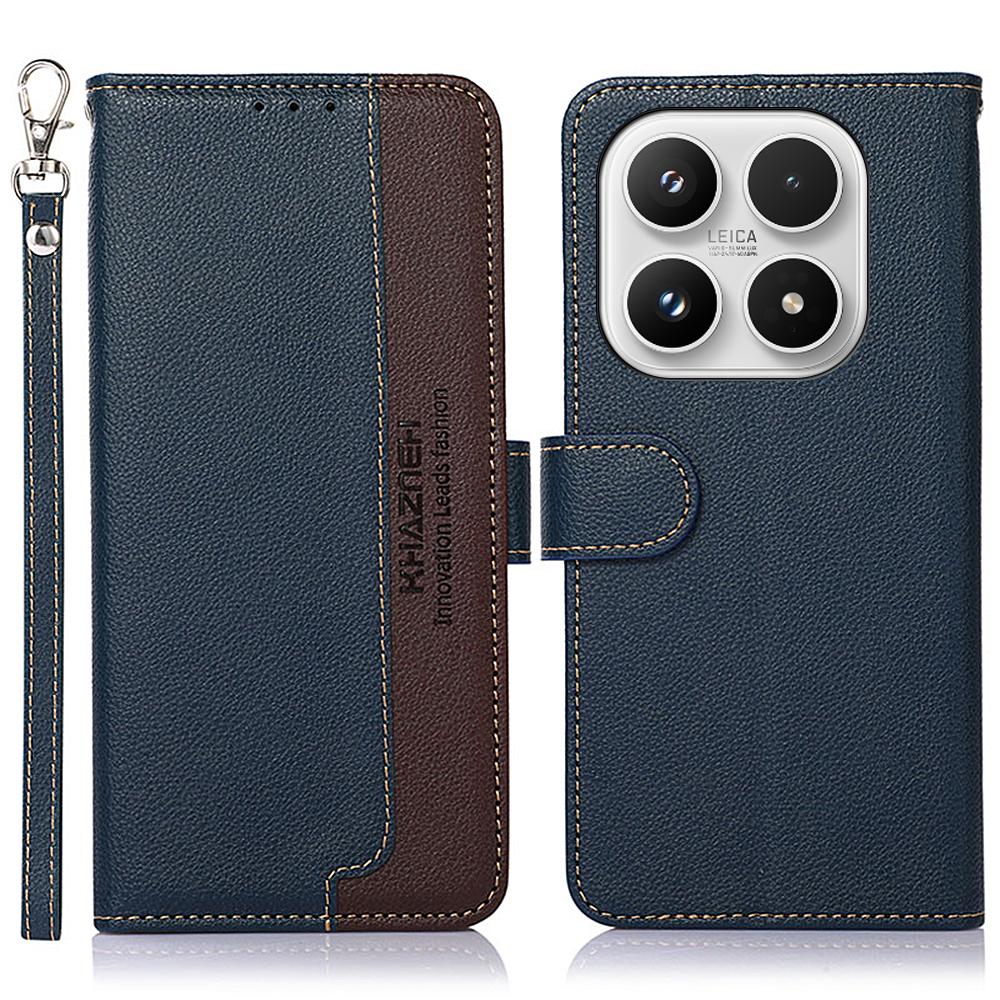 KHAZNEH For Xiaomi 17 Case RFID Blocking Wallet Litchi Texture PU Leather Phone Cover with Strap