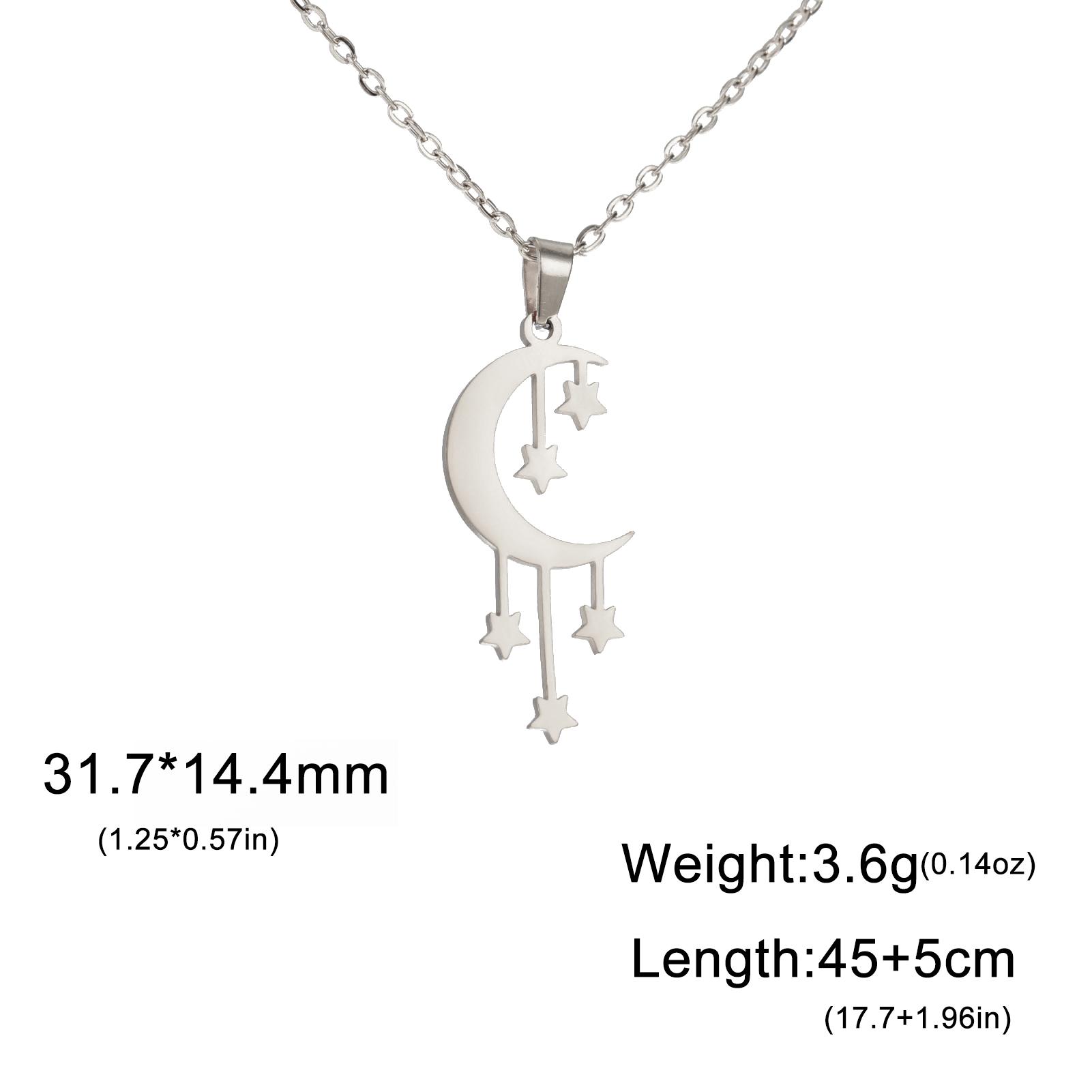 

Cazador Crescent Moon Shooting Stars Pendant Necklace for Women Stainless Steel Neck Chain Jewelry Wedding Birthday Gift 2026 45-50 cm