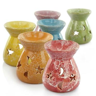 Ceramic Hollow Star Moon Pattern Essential Oil Lamp Aroma Censer Fragrance Candle Holder Incense Burner