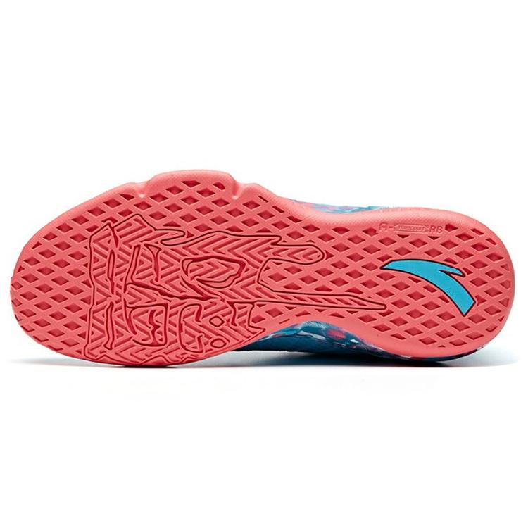 new Anta Rhomboid Shock Absorbers Slip Resistant, Abrasion Resistant, Breathable Mid Top Basketball Shoes Men's Chloro Blue