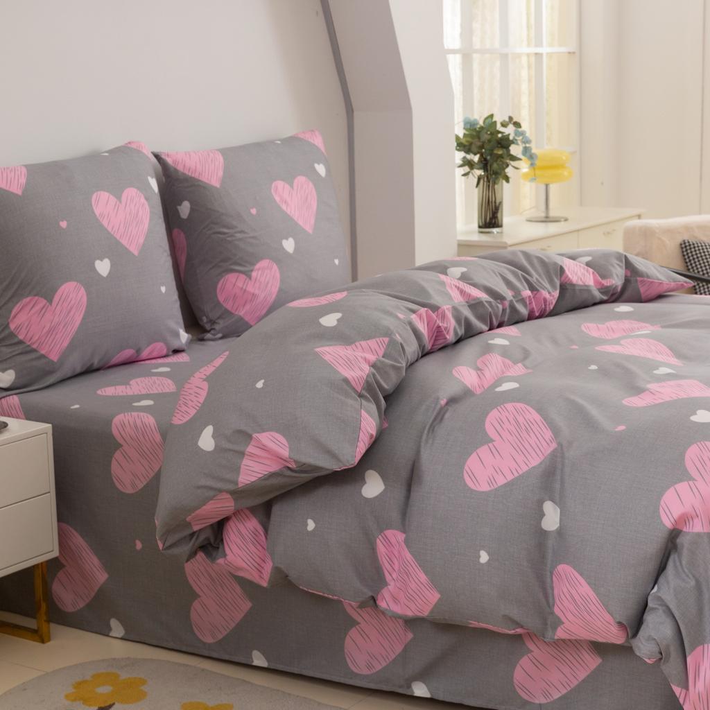 Ropa de cama de algodón 140X200 Corazón Rosa