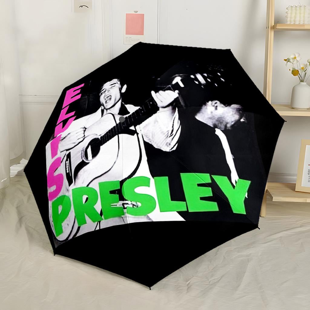 Legenda Rock And Roll Elvis Automatyczny Parasol Składany Parasol z 8 Żebrami Wytrzymały Plastik i Żelazo Parasol na Każdą Porę Roku do Podróży Stylowy Dodatek