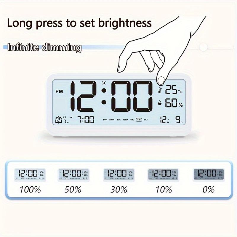 Multi-function Digital Clock LED Brightness Adjustable Temperature and Humidity Display Dual Mode Alarm Clock