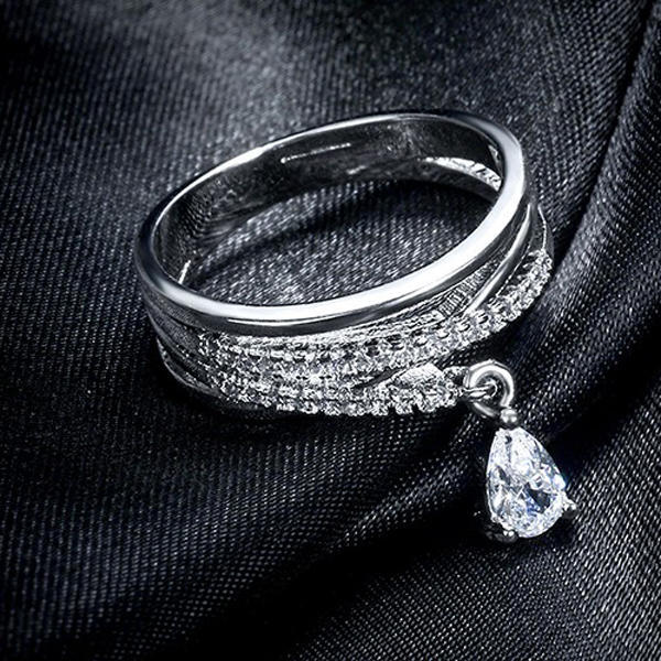 

Женщины мода ювелирные изделия многослойных крест кристалл кольцо воды падение кулон Щепка цвета свадебного подарка