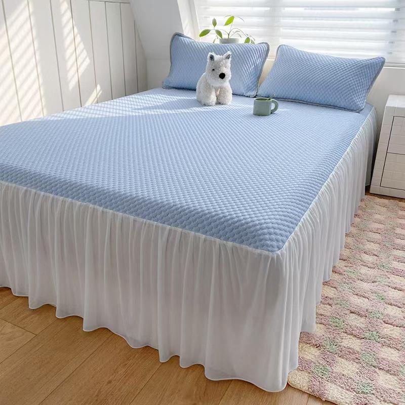 3D Bean Ice Silk Cool Massage Mat - Summer Bed Sheet & Skirt Style for Relaxation and Comfort
