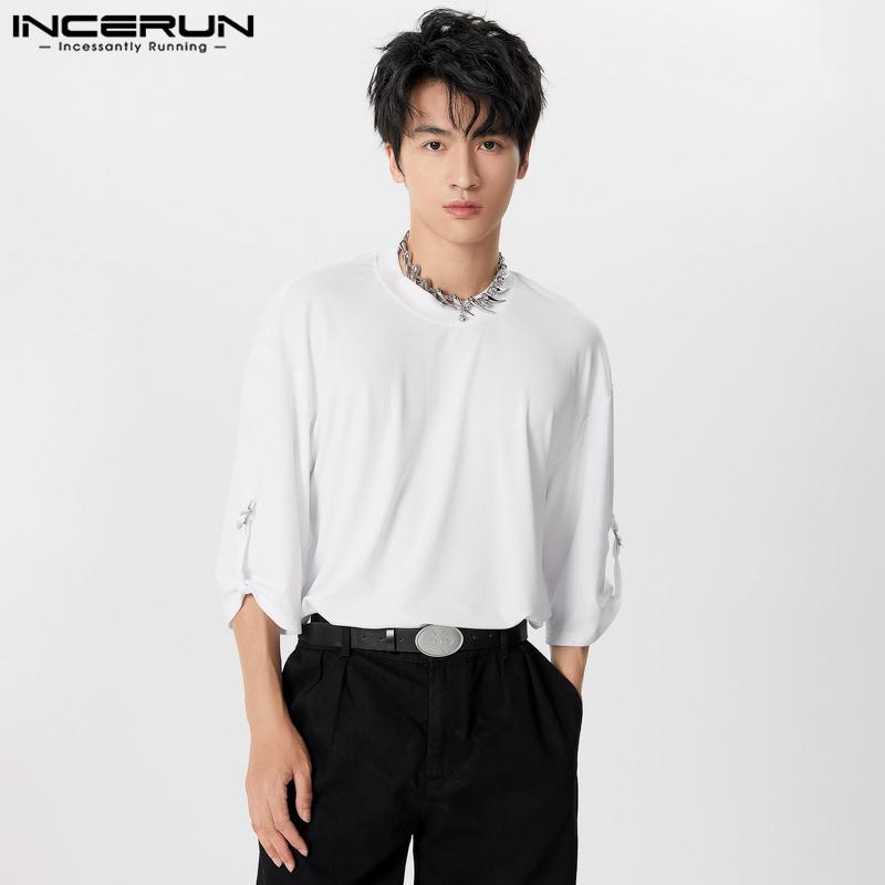 INCERUN Pánská nadměrná ležérní trička s 3/4 rukávem a volného střihu