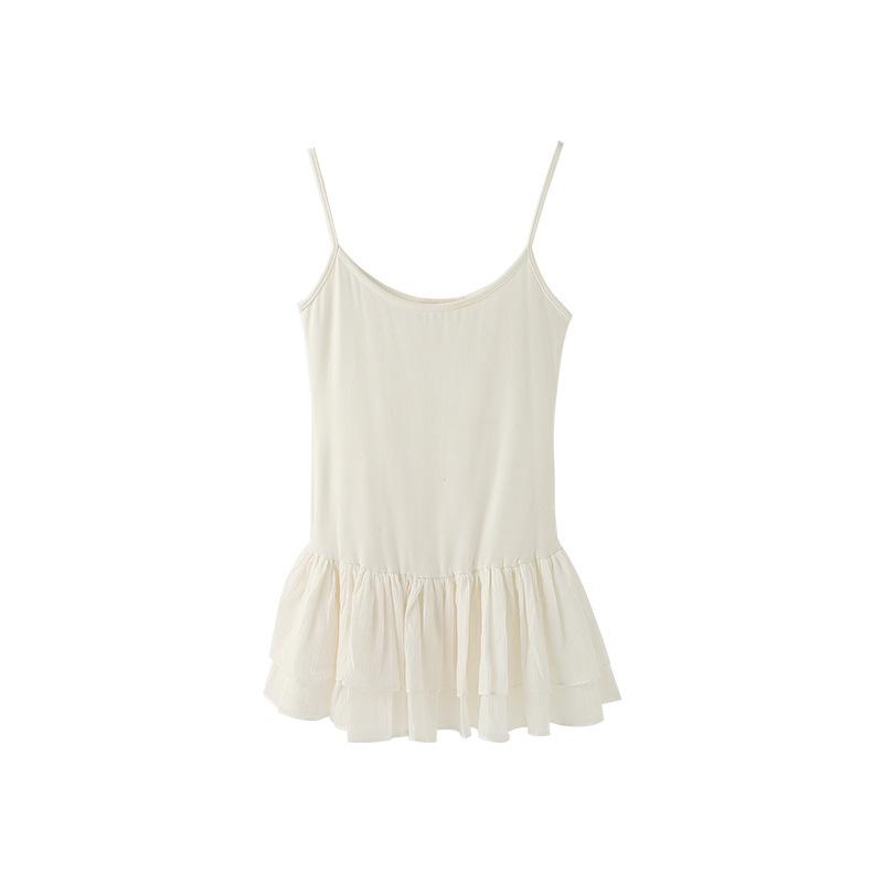 

Женский белый балетный топ на бретелях с кружевной отделкой 2025 - Летняя майка облегающего кроя M (Premium) белый