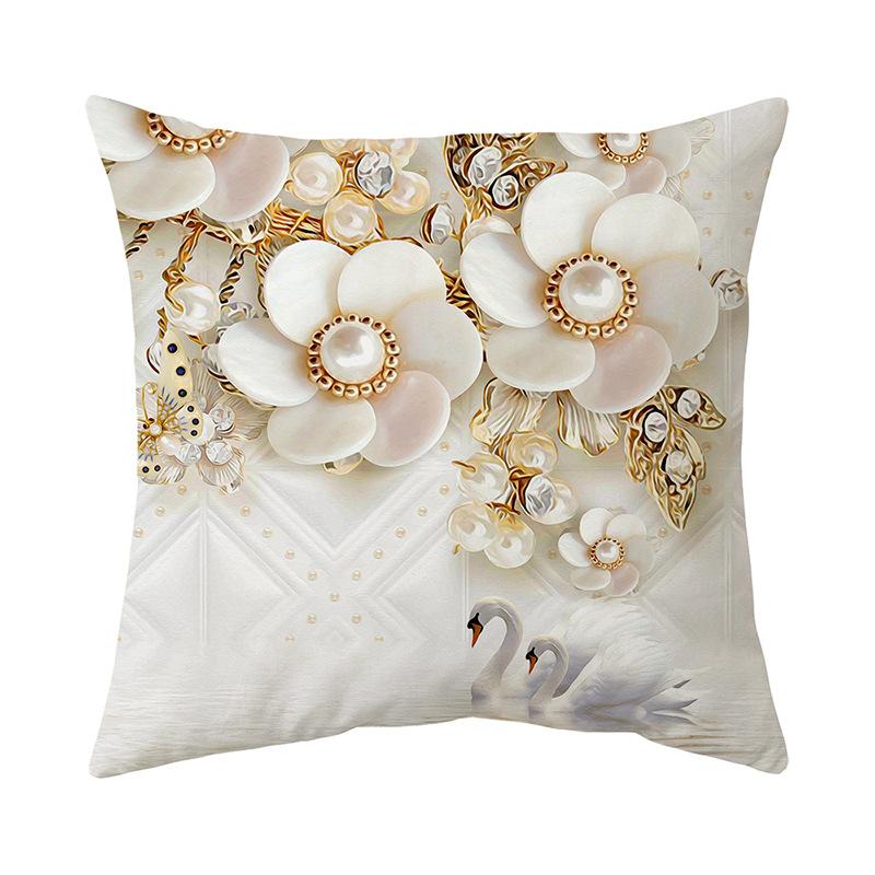 

Чехол на подушку с золотым цветком, ультрамягкий, короткий, плюшевый, с принтом, для дома, гостиной, дивана, наволочка для подушки 45*45cm CR029-2