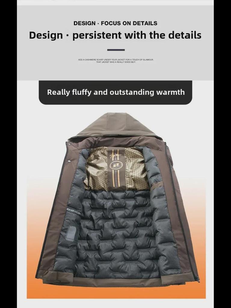 Men’s Large Winter Coat: Heat-Collecting Cotton Jacket with Plus Velvet for Dad, Middle-Aged and Elderly, Thickened for Autumn and Winter.