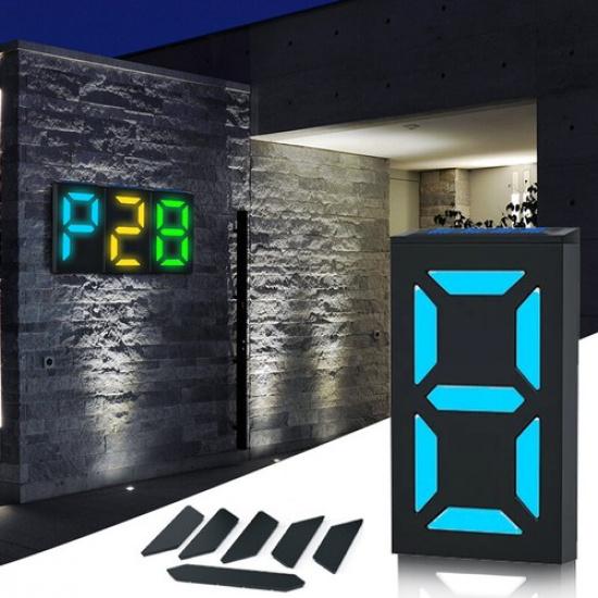Solar Powered LED House Address Number Digits Street Road Door Plate Wall Light