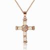Opal Cross Pendant Necklace Women Copper Chain With White Blue Rose Gold Gemstone 45cm5cm Adjustable Geometric Design