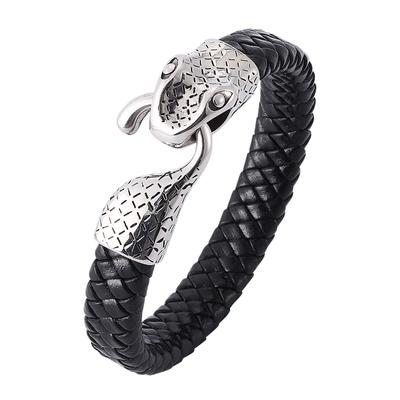 Punk Snake Head Men Bracelet Genuine Leather Bracelet & Bangle Accessories Charm Men's Jewelry Fashion Bangles