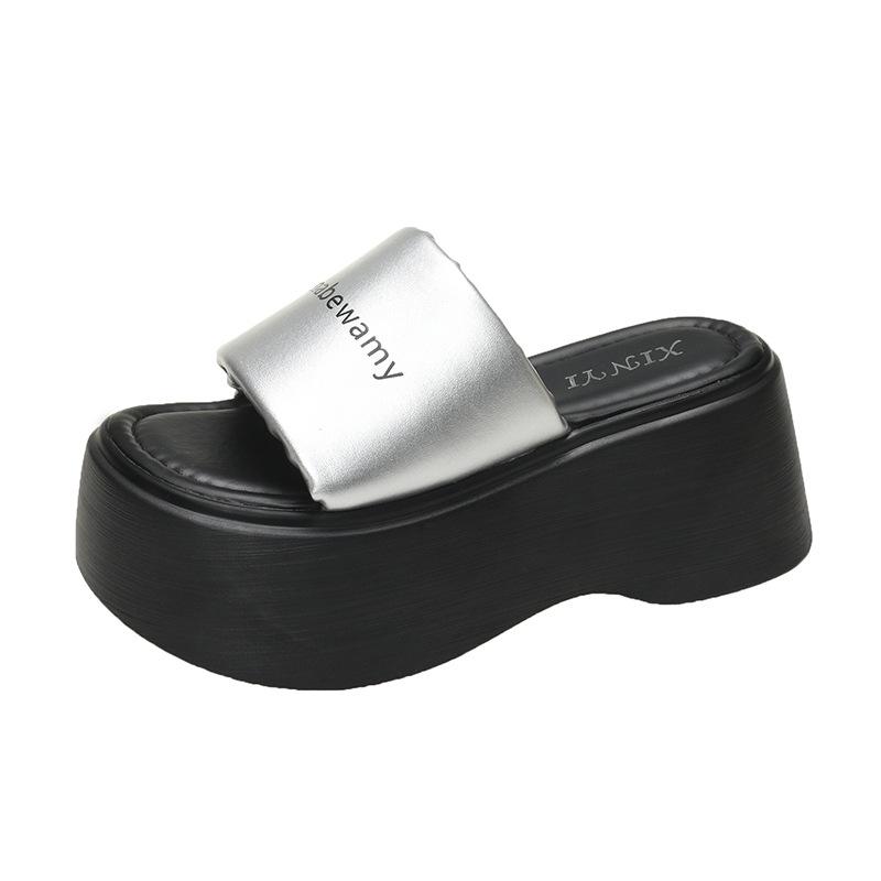 Thick-soled Slippers Women's Fashion Outer Wear In the Summer of 2025 New Versatile Height Increase 8cm Small Muffin One-word Drag