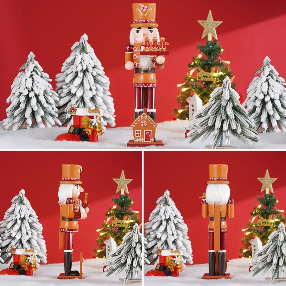 Christmas Nutcracker Gingerbread Man 4 types Chef Series Wooden Ornament Soldier Handcraft Doll Toy Home Desktop Decoration