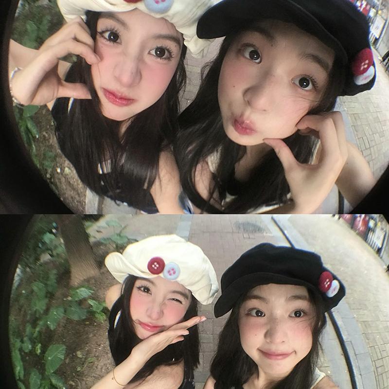 Double-Button Decorative Baseball Cap Cotton Hemp Octagon Windproof Newspaper Hat Adjustable Beret Fall And Winter Sun Hat
