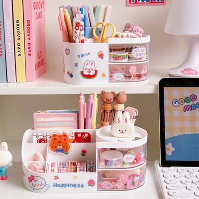 Organizzatore di Cancelleria in Plastica Design a Scomparti Comodo Porta Pennelli da Trucco da Scrivania