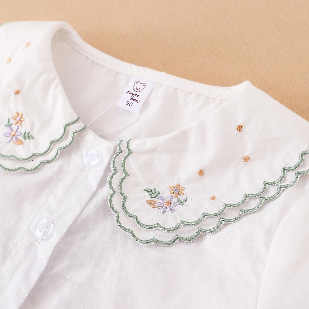 Girls' Long-Sleeve Cotton Lapel Shirt - Spring/Autumn Academy Style