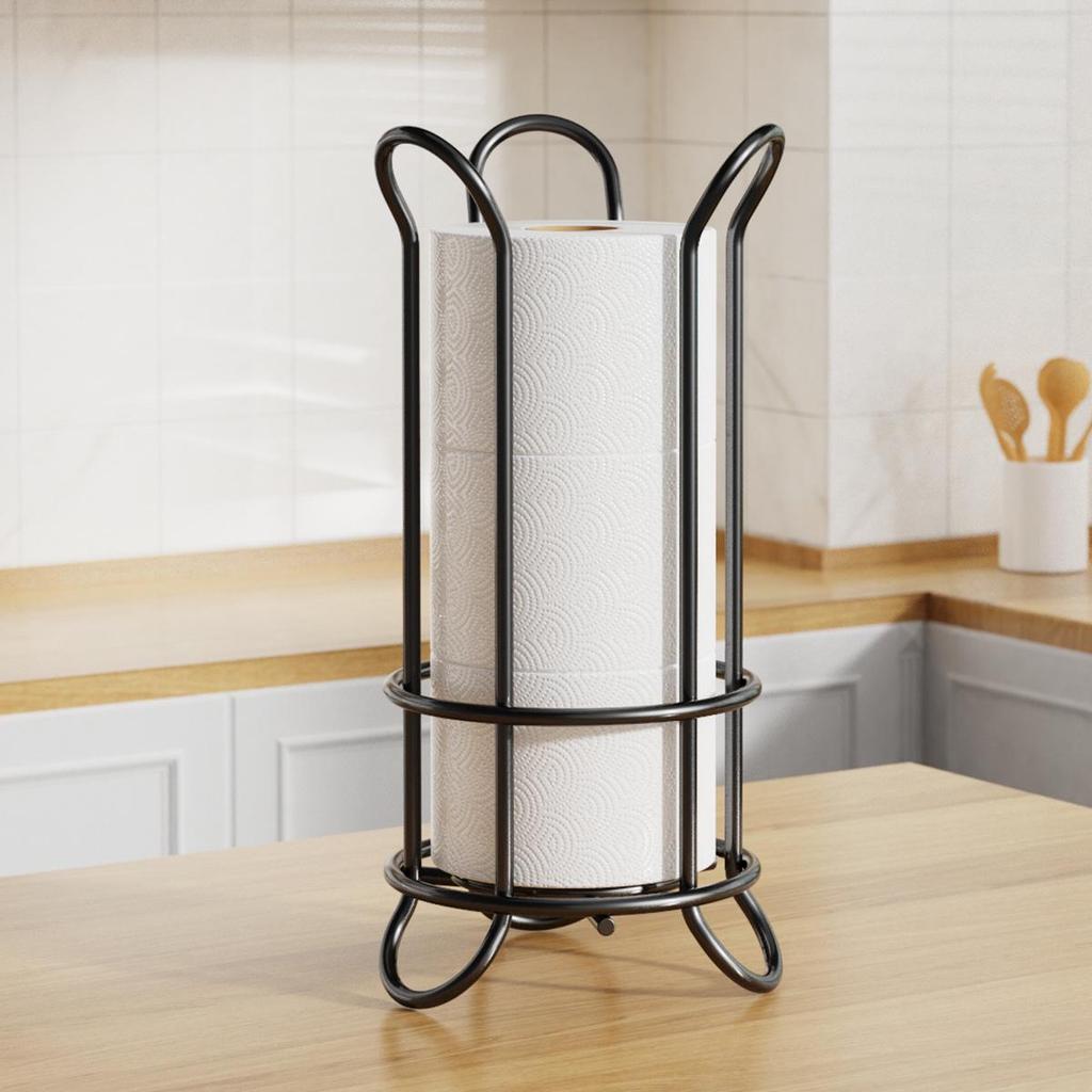 Silver Vertical Paper Towel Holder - Punch-Free Desktop Kitchen Storage Rack