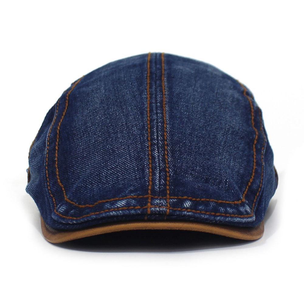 Men's and Women's Fashion Denim Hats Cotton Washed Denim Beret Retro Casual Cap Forward Hat