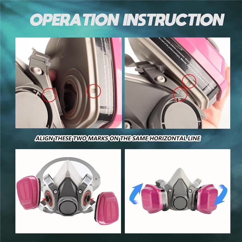 1 Pair 60921 Filter Cartridges for Respirator Mask, Gas Mask Filter Compatible with 6200,6800,7502, 7503 Masks(Pink)