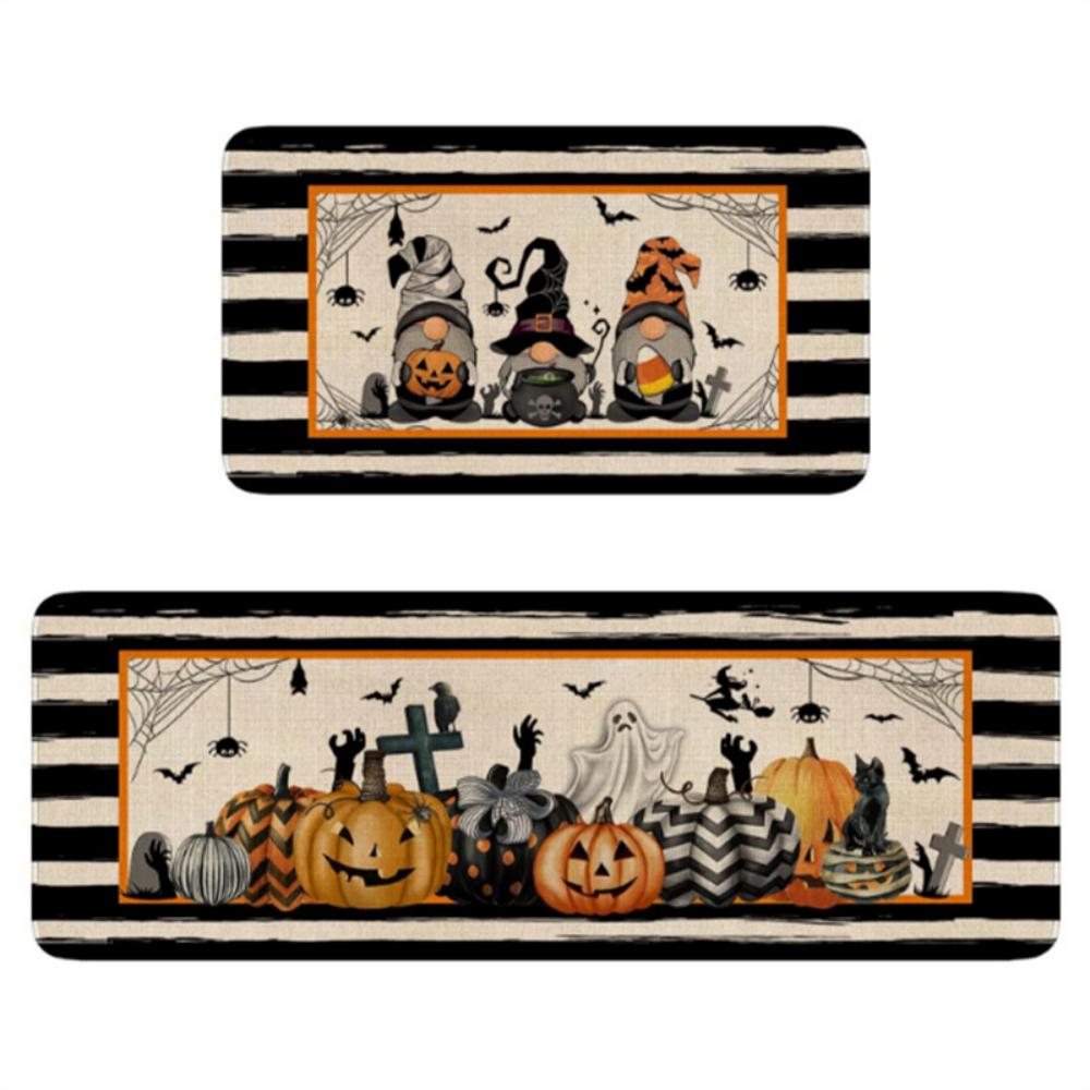 1pc/2pc Happy Halloween Pumpkin Witch Kitchen Floor Mat Laundry Room Nonslip Mat Entryway Doormat Home Decor Welcome Rug