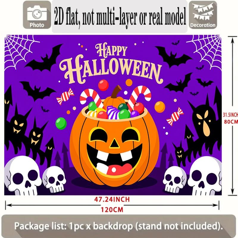 Party Backdrop Halloween Flat Banners Pumpkins Skulls Bats Celebrations Wedding Enthusiasts Event Backdrop Decoration Front Door Decor