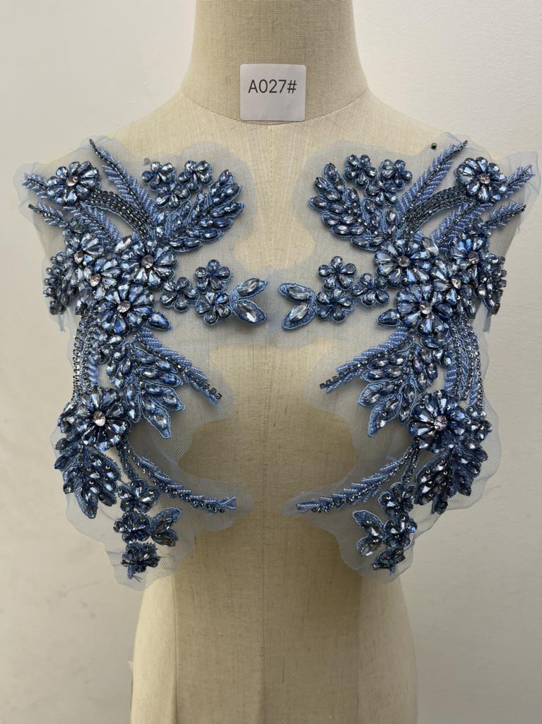 Colored Rhinestone Embroidered Beaded 3D Diamond Flower Patch for Hat & Clothing PVC Iron Lace Applique Sequins