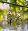 925 Sterling Silver Oxidized Danglers Earrings JHUMKA, Long Linear Earring, Cutwork FREE SHIP, 2.15 Gm