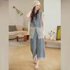 Bailuyu Lace Hollow Out Blouse & Jeans 2-Piece Set