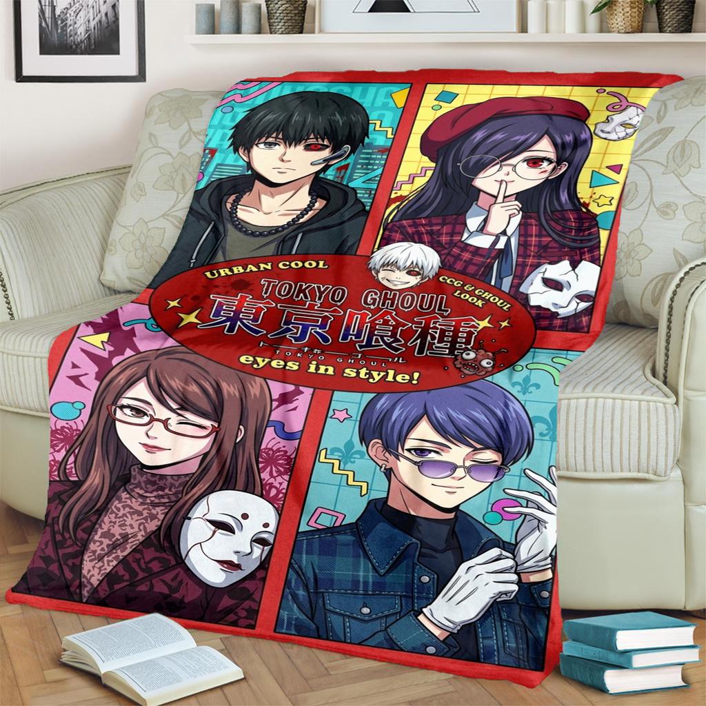 Tokyo Ghoul Print Flannel Blanket  Warm  Comfortable for Travel, Bedrooms, Chairs, Sofas, Beds, Picnics-kwq200