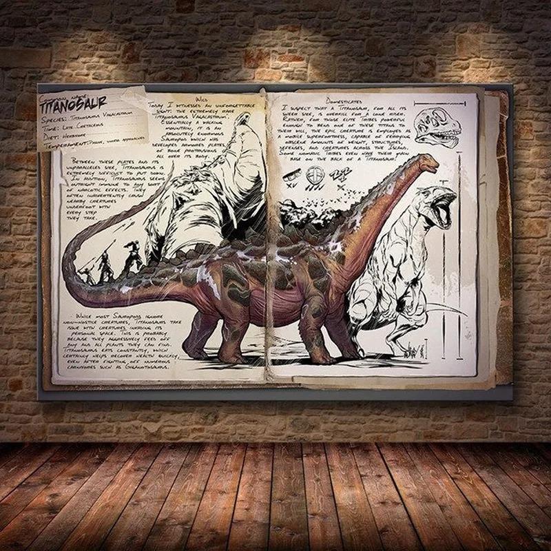 Modułowy Płócienny Ark Survival Evolved Obrazy Malarstwo Gra Survivalowa Wystrój Domu Druk Plakat Dinozaura Salon Nowoczesna Sztuka Ścienna