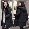 Down padded jacket women's mid-length style thickened and loose new 2025 winter Korean version of cotton jacket with hood