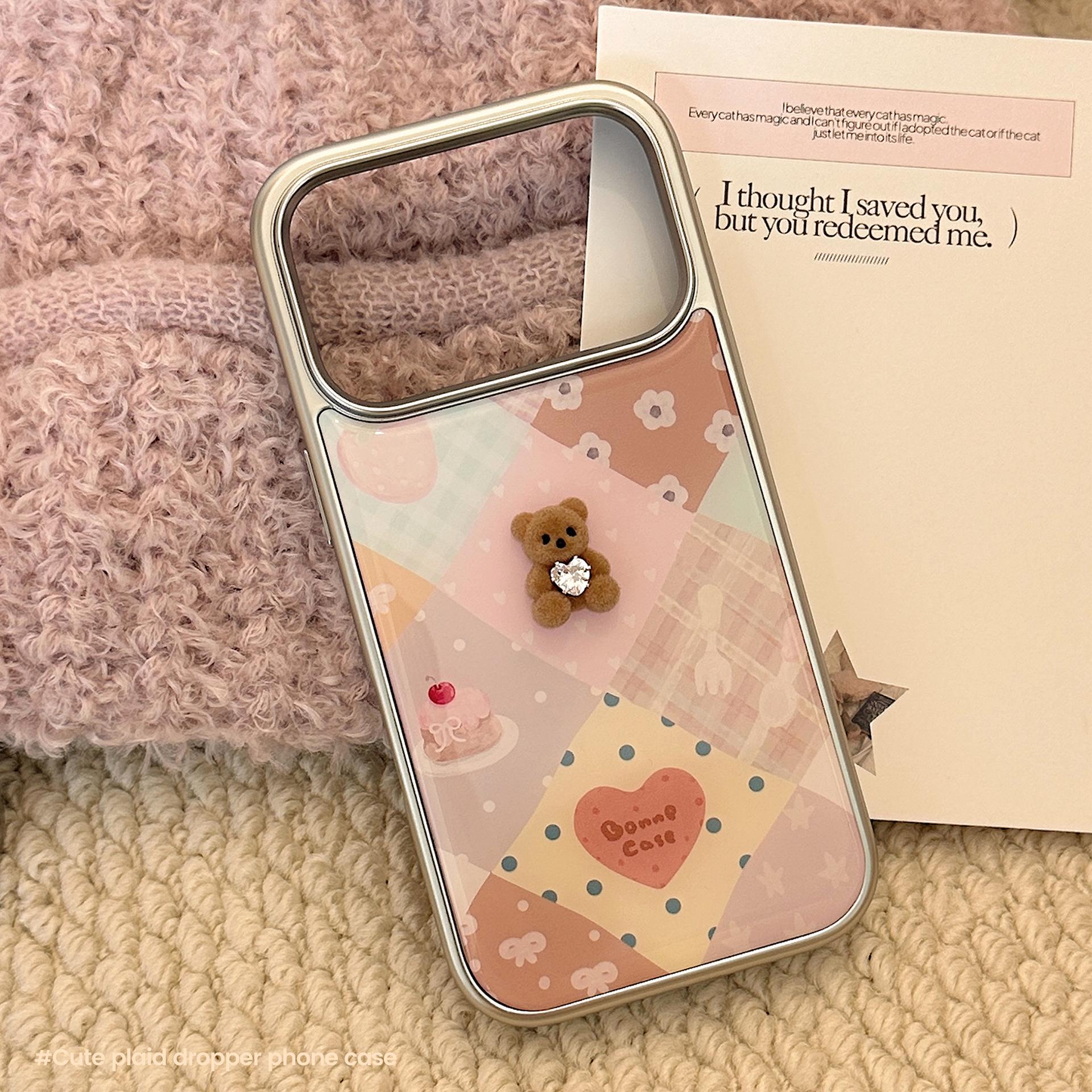 

Electroplated Cartoon Bear Case: Fits iPhone 17 Pro Max and iPhone 16, Spring Flowers Patchwork Design 14 Pro Max (6.7)