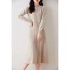 Elegant Merino Wool Women's Bodycon Knit Dress - New Style with Half High Neck and High Waist Design