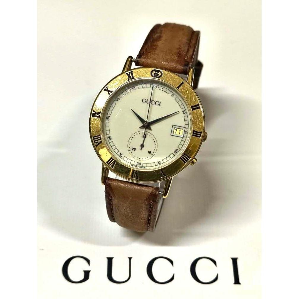 Used GUCCI 3800M Men s Watch Smoseco Date Gold QZ Current Item