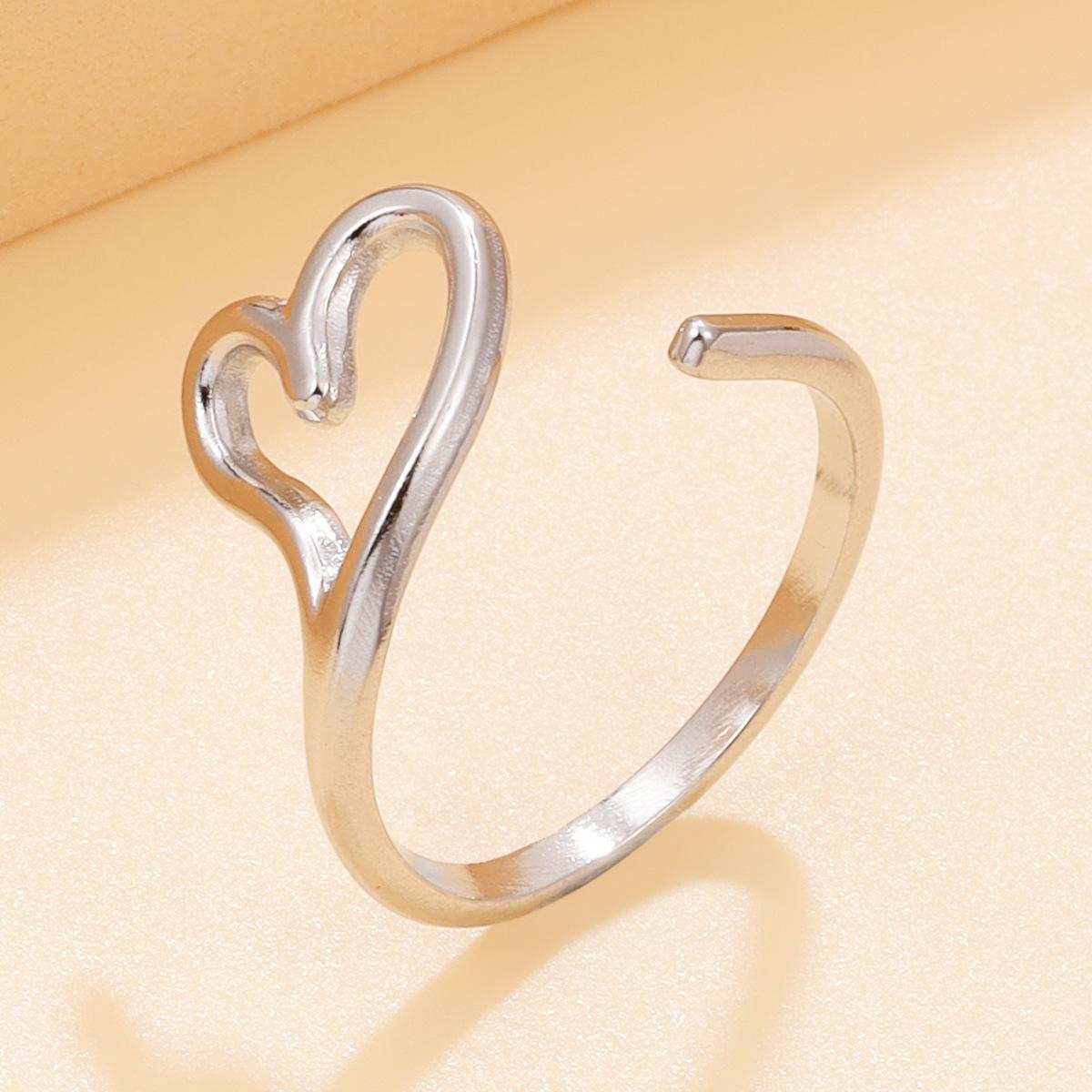 18K Gold Sweet Fairy Style Heart-Shaped Stainless Steel Ring
