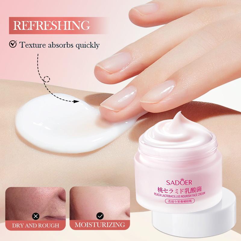 SADOER Peach Nourishing Hydration & Rejuvenation Cream Feuchtigkeitsspendende Gesichtscreme mit Lactobacillus